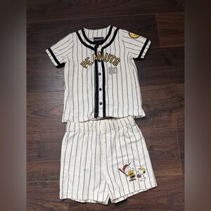 Peanuts Striped Baseball Shirt and Shorts Set 18-24M